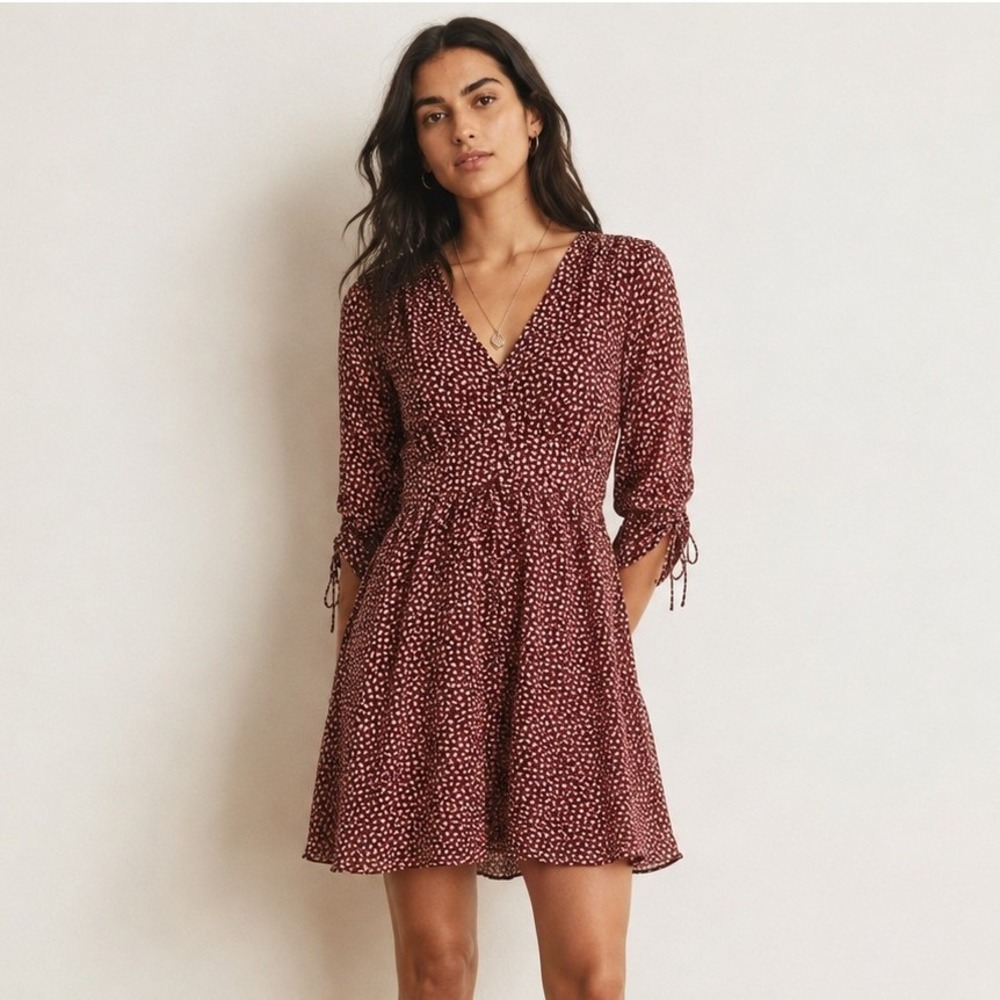 NWT Madewell Red Starviolet Mini Dress in Ditsy Flowers Womens 4 Cottagecore